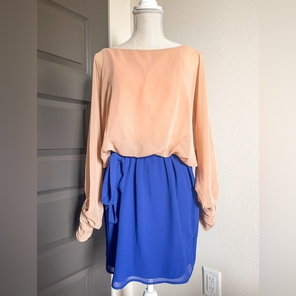 Lush Cold Shoulder Sheer Long Sleeve Dress, Size L - Picture 1 of 12